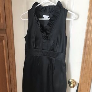 Black Ruffled Collar Sheath Cocktail Dress